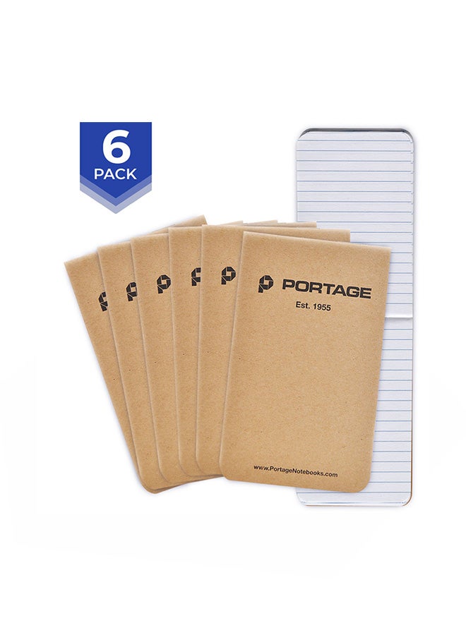 Portage - Pack Of 6 Tactical Pocket Notebook Brown - Image 1