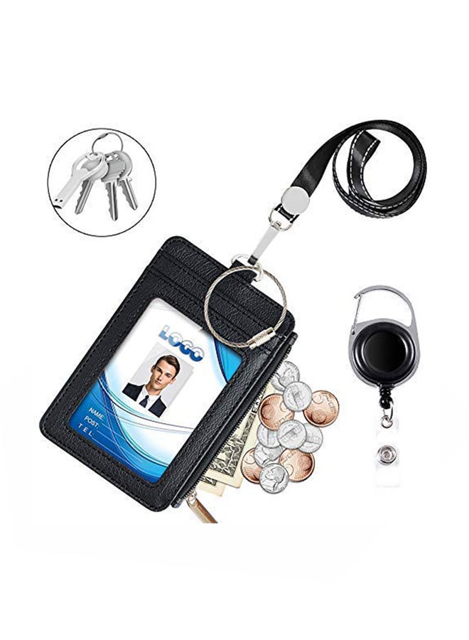 Life-Mate PU Leather ID Badge Card Holder Black  - Image 1