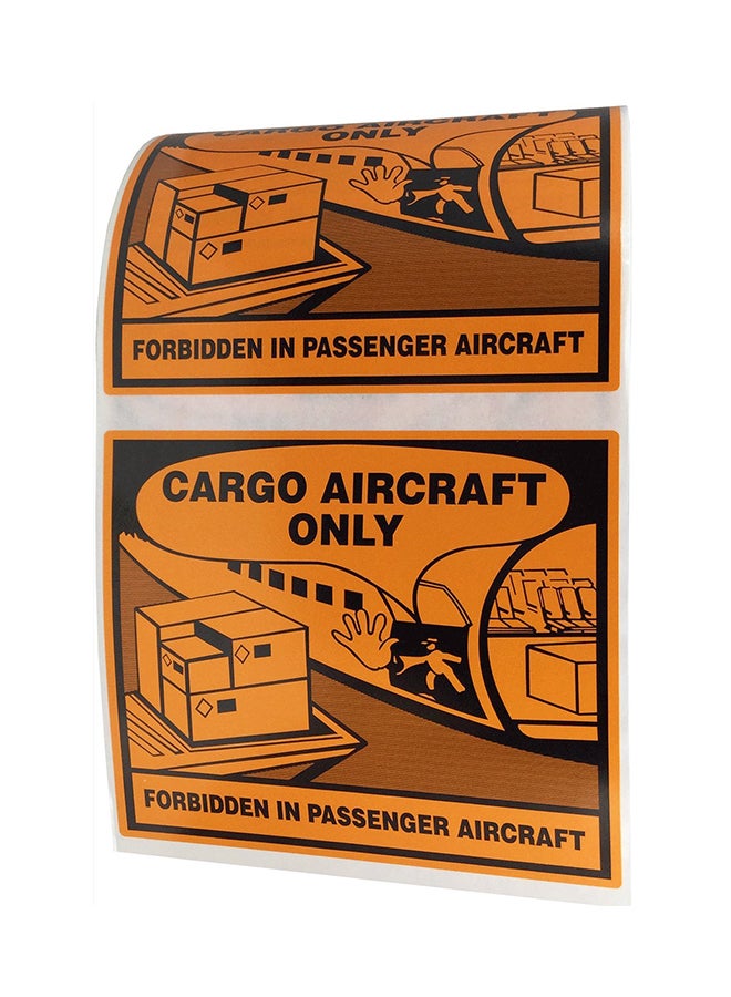 إن ستوك ليبلز.كوم ملصق تحذير لطائرات الشحن من 500 قطعة برتقالي/أسود - Image 1