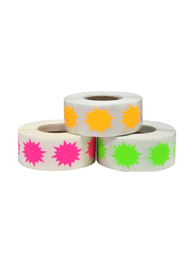 مصلقات تعريف بألوان مضيئة عدد 1500 قطعة وردي/برتقالي/أخضر