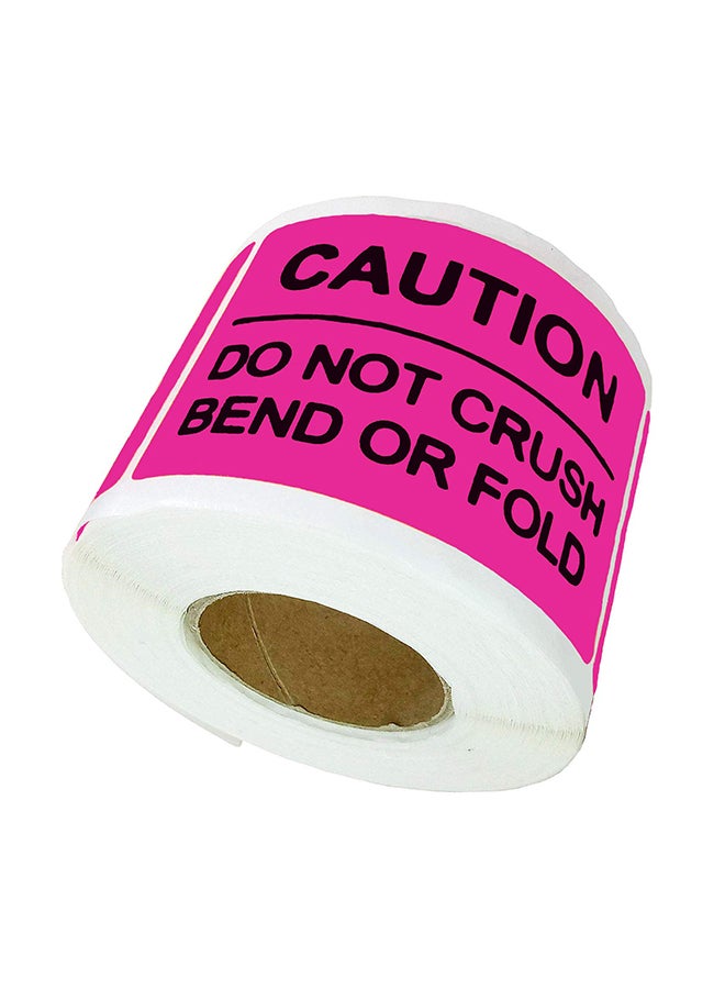 Remarkable Do Not Crush Bend Or Fold Warning Shipping Sticker Pink - Image 1