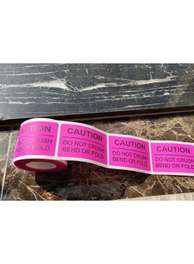 Remarkable Do Not Crush Bend Or Fold Warning Shipping Sticker Pink - Image 2