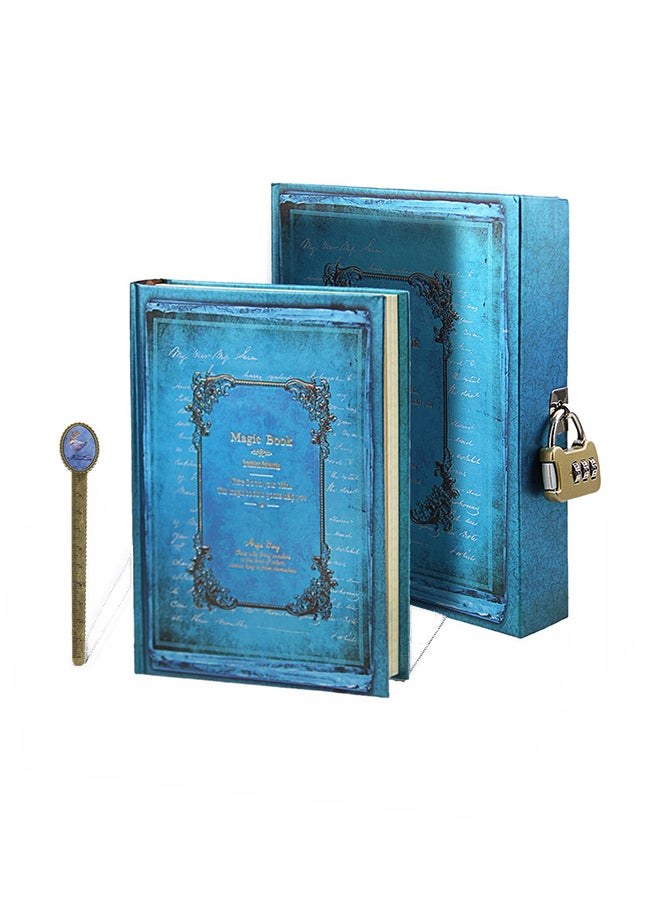 Clobeau Lockable Journal Vintage Daily Diary Notebook Blue - Image 1