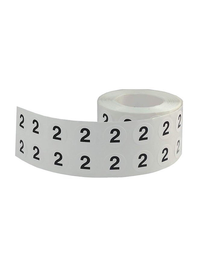 ملصقات دائرية برقم 2 من 1000 قطعة أبيض