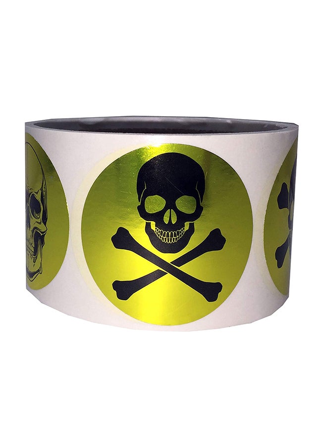 إن ستوك ليبلز.كوم 100 قطعة من ملصق بنمط نقط دوائر بصورة جمجمة وعظمتين متقاطعتين ذهبي - Image 1