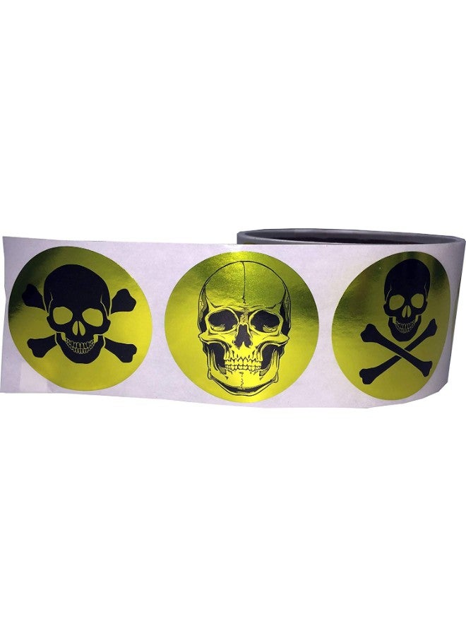 إن ستوك ليبلز.كوم 100 قطعة من ملصق بنمط نقط دوائر بصورة جمجمة وعظمتين متقاطعتين ذهبي - Image 2