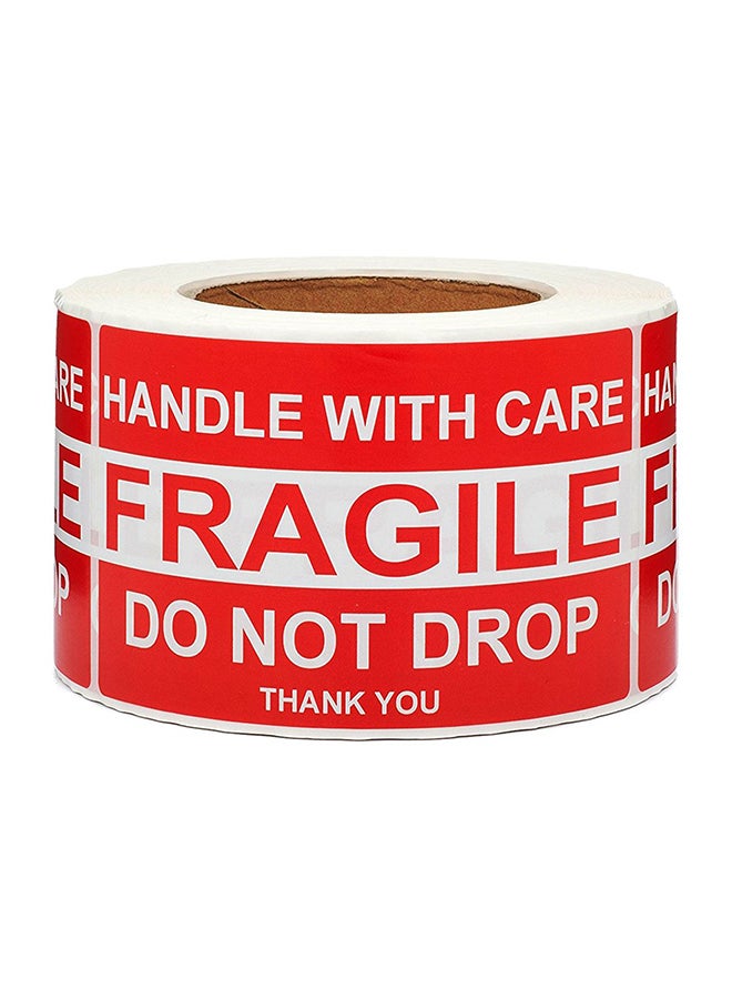 سي جيه باك ملصقات شحن بكلمة "FRAGILE" مكونة من 500 قطعة أحمر لامع - Image 1