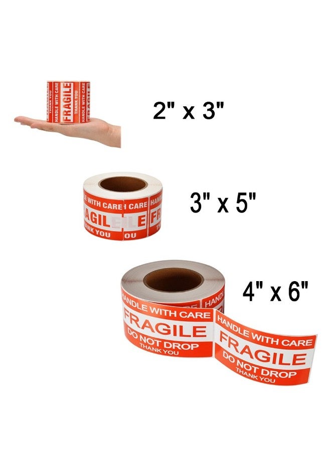 سي جيه باك ملصقات شحن بكلمة "FRAGILE" مكونة من 500 قطعة أحمر لامع - Image 3