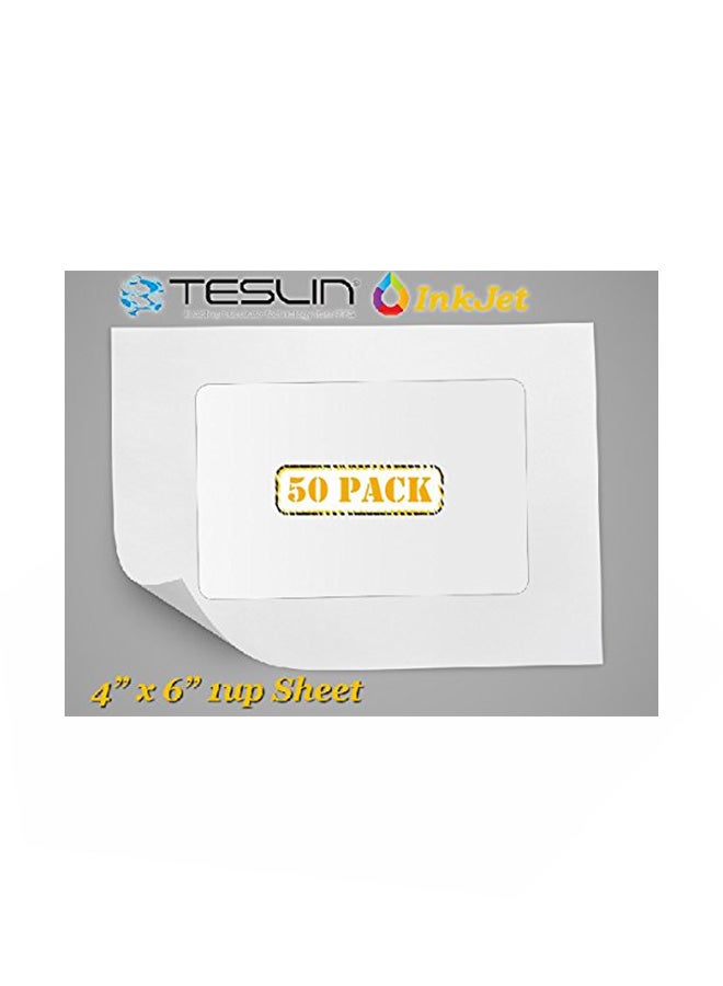 50-Piece Teslin Synthetic Inkjet Printer Paper