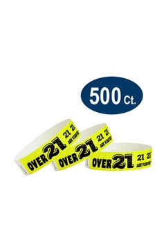 500-Piece Over 21 Tyvek Wristbands Yellow