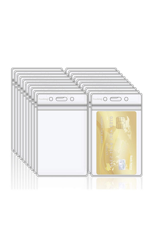 Fushing 20-Piece Double ID Card Badge Holder With Resealable Zip Clear - Image 1