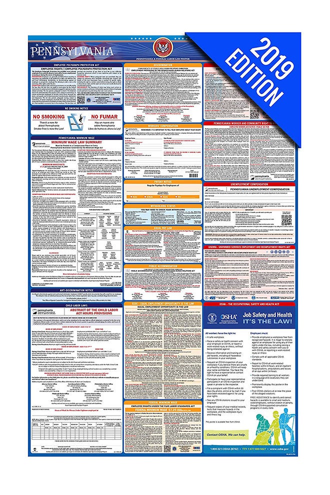 Labor Law Center 2019 Pennsylvania Labor Law All in One Poster Blue - Image 1