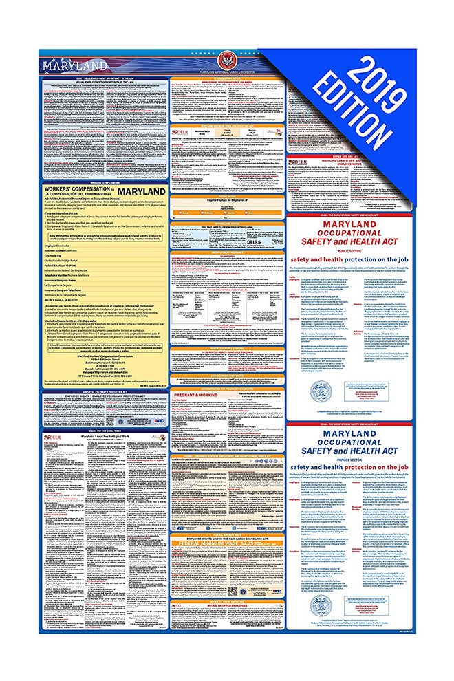 Labor Law Center 2019 Maryland Labor Law All in One Poster Blue - Image 1