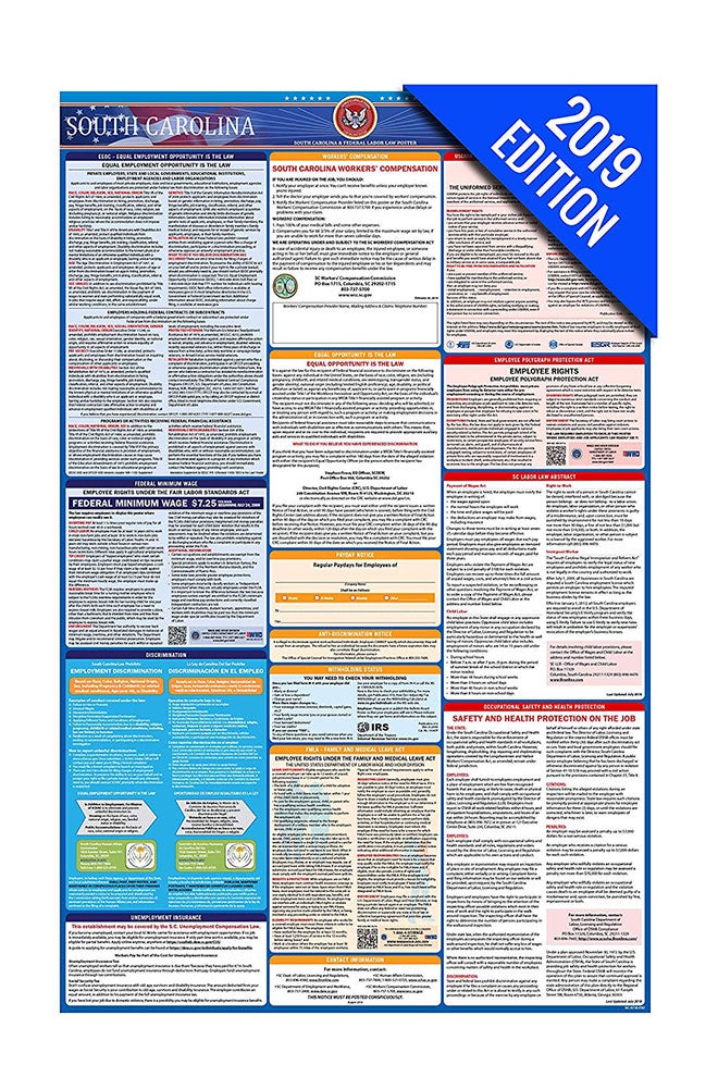 Labor Law Center 2019 South Carolina Labor Law All in One Poster Blue - Image 1