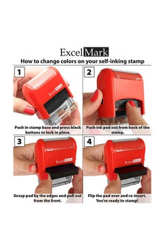 ExcelMark Self Inking Two Colour Rubber Teacher Stamp Red  - Image 2