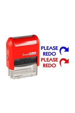 ExcelMark Self Inking Two Colour Rubber Teacher Stamp Red  - Image 1
