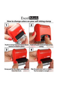 ExcelMark Self Inking Two Colour Rubber Teacher Stamp Red  - Image 2
