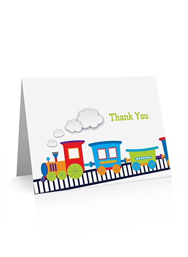 ليتل نوتس باي كومب تايم بطاقة بتصميم قطار بعبارة "Thank You" مع مغلف