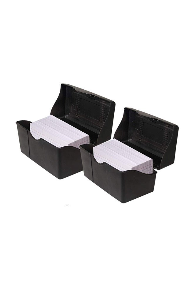 1InTheOffice 2-Piece Index Card Box Black  - Image 1