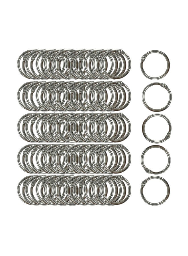 Clipco Pack Of 100 Book Ring Silver  - Image 1