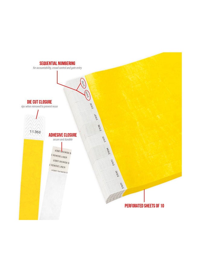 Wristco 1000-Piece Tyvek Wristband Yellow  - Image 2