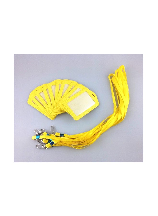 Yueton 10-Piece Business Card Holder Tag With Lanyard Yellow - Image 2