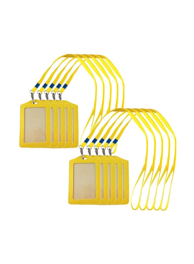 Yueton 10-Piece Business Card Holder Tag With Lanyard Yellow - Image 1
