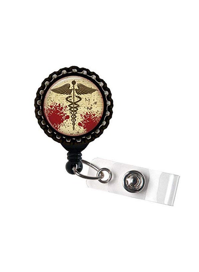 Running With Scissors Medicine For Life Resin Badge Reel Holder Black - Image 1