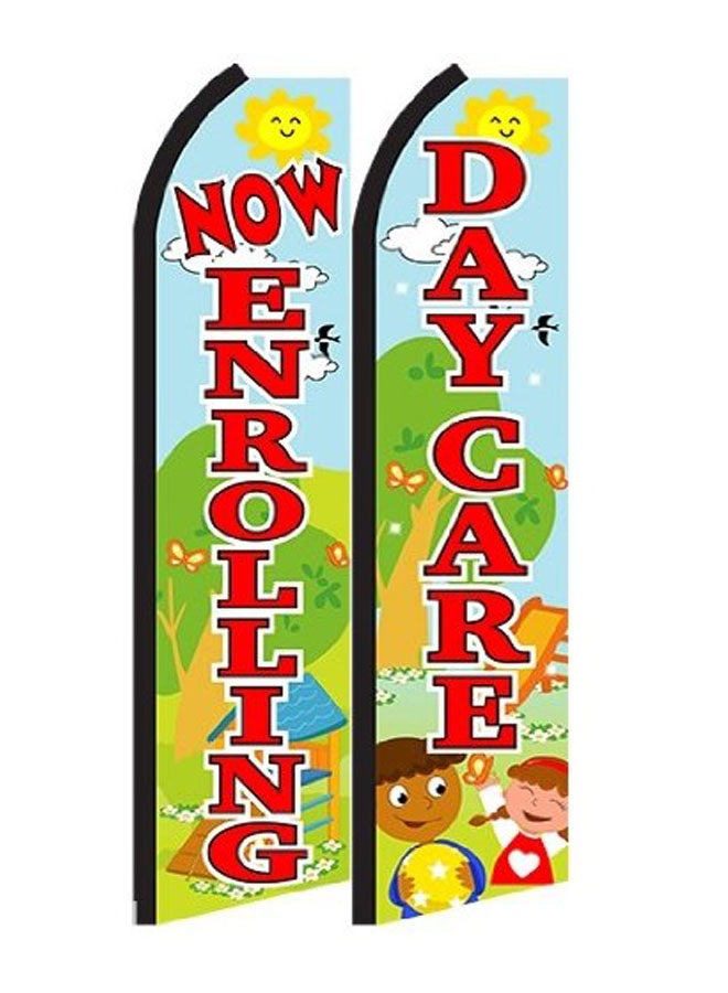 أون بوينت ويرز حزمة أعلام كينج سوبر مزينة بعبارة "Now Enrolling Day Care" مكونة من قطعتين متعدد الألوان - Image 1