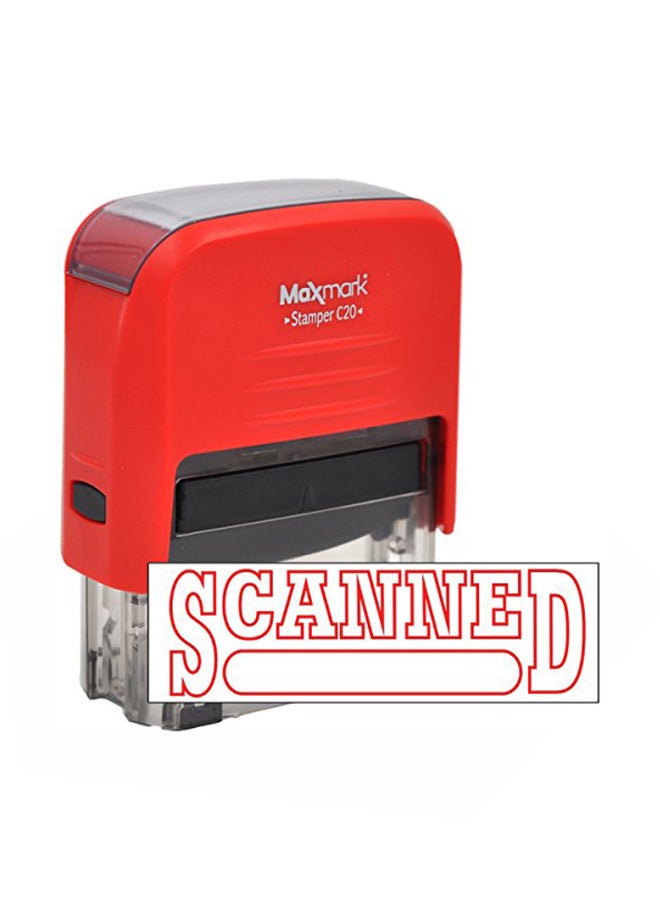 SCANNED Self Inking Rubber Stamp with Ink Red