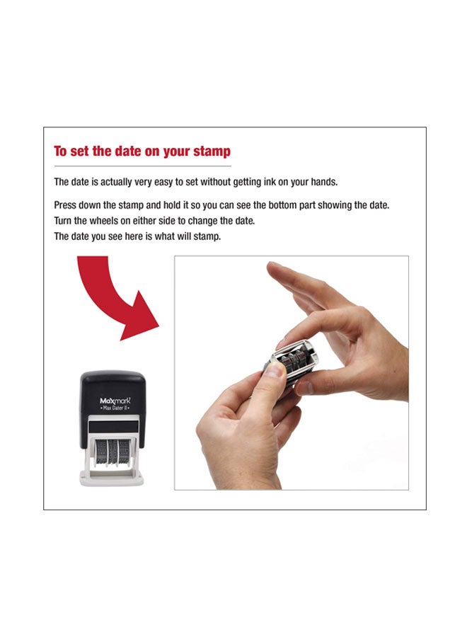 MaxMark Self Inking Rubber Date Stamp Black - Image 2