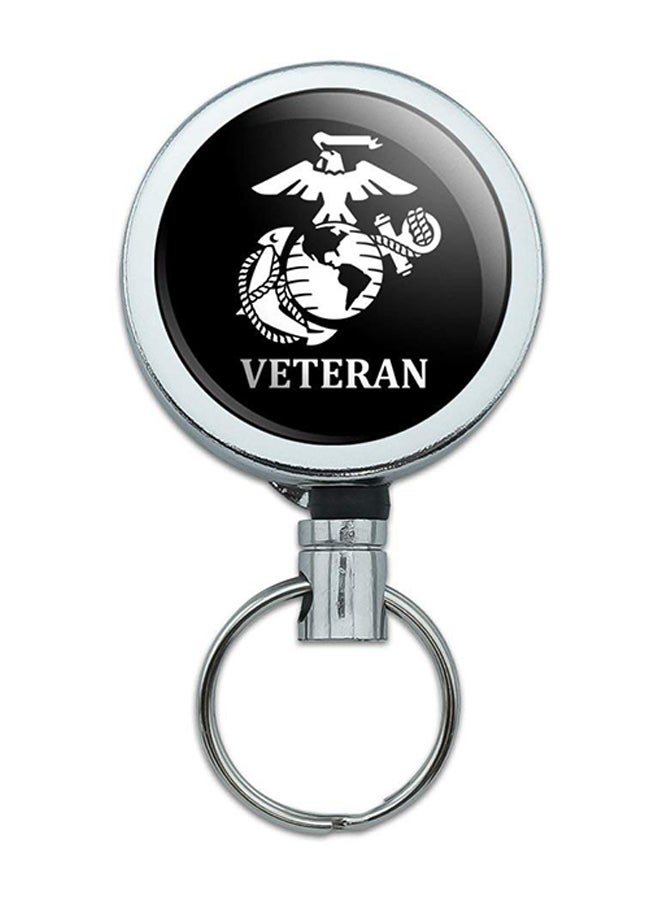 Graphics and More Veteran Marine Corps USMC Reel Badge Holder With Belt Clip Black - Image 1