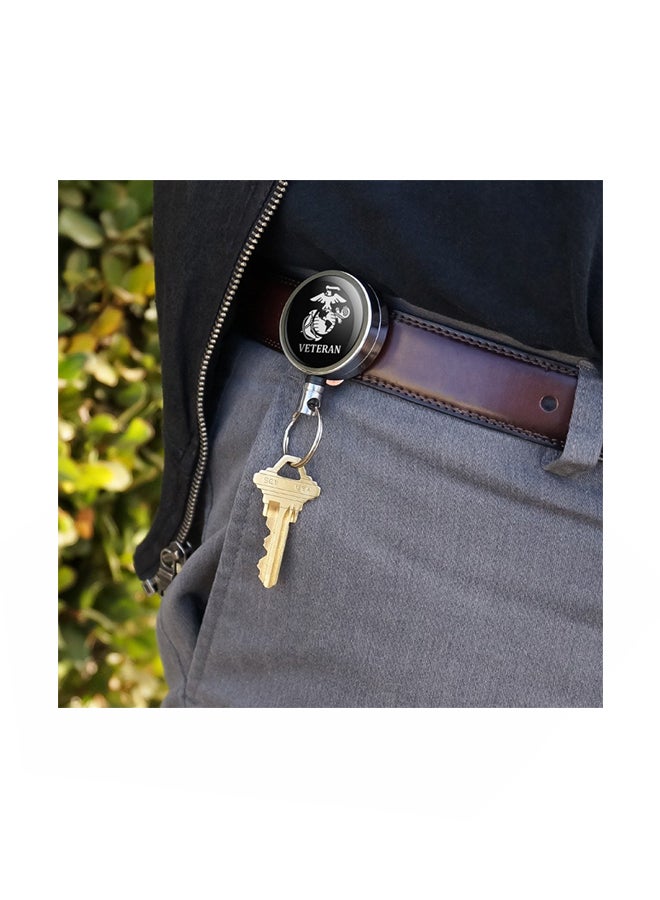 Graphics and More Veteran Marine Corps USMC Reel Badge Holder With Belt Clip Black - Image 2