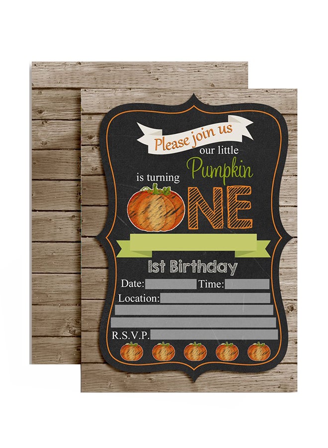 Amanda Creation 20-Piece Chalkboard Pumpkin First Birthday Party Invitations Card With Envelope - Image 1