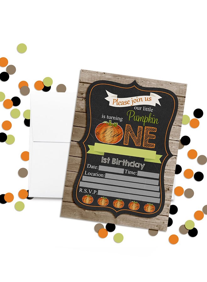 Amanda Creation 20-Piece Chalkboard Pumpkin First Birthday Party Invitations Card With Envelope - Image 2