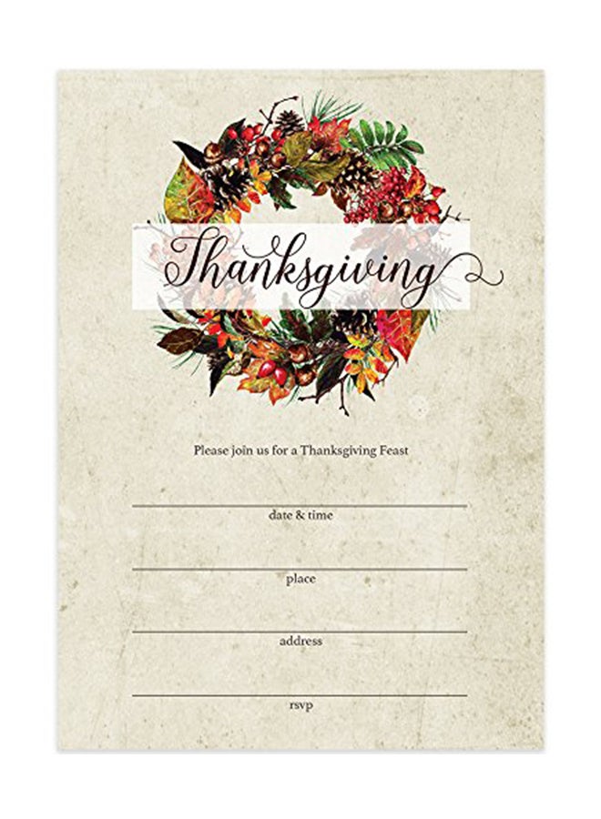 ديغيبودا 25 قطعة من دعوة تناول الطعام مع مغلفات بطباعة "Thanksgiving" - Image 1