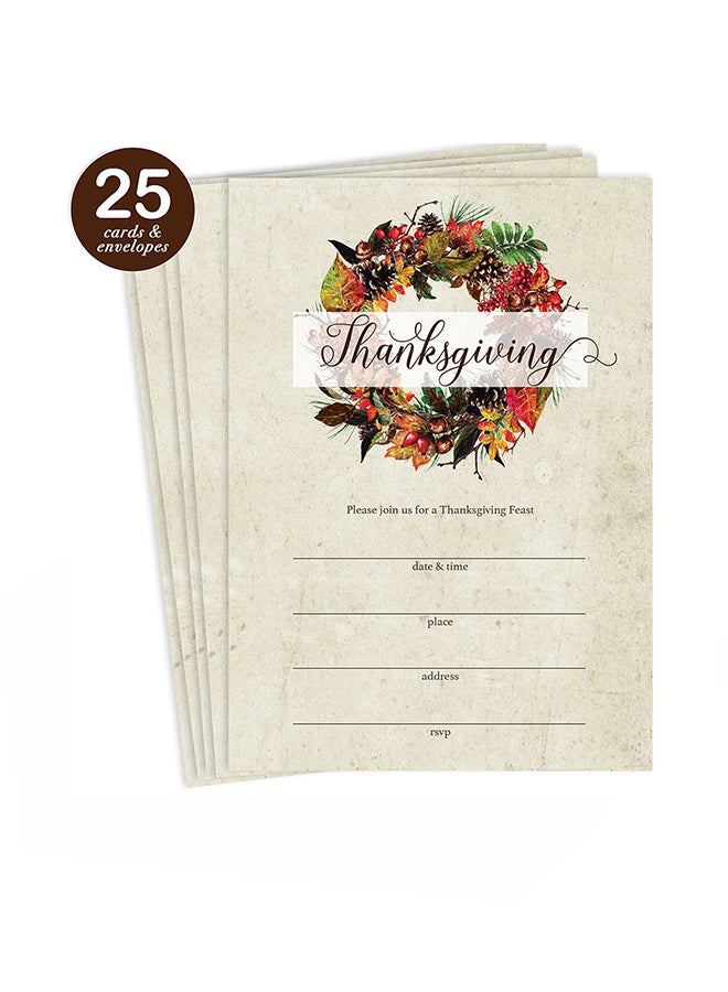 ديغيبودا 25 قطعة من دعوة تناول الطعام مع مغلفات بطباعة "Thanksgiving" - Image 2