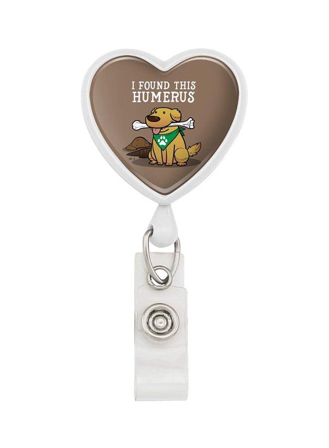 Graphics and More I Found This Humerus Bone Dog Heart Lanyard Reel Badge Holder Brown - Image 1