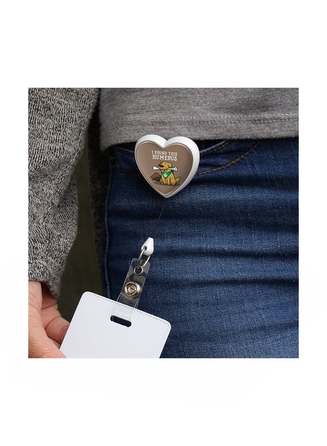Graphics and More I Found This Humerus Bone Dog Heart Lanyard Reel Badge Holder Brown - Image 2