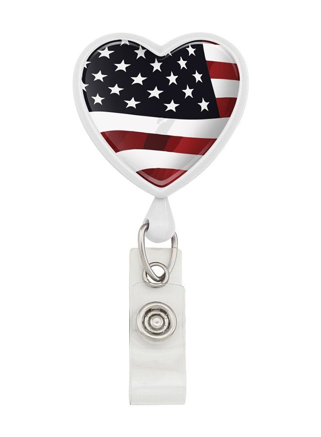 Graphics and More American Flag Stars and Stripes Waving Lanyard Reel Badge Holder Multicolour - Image 1