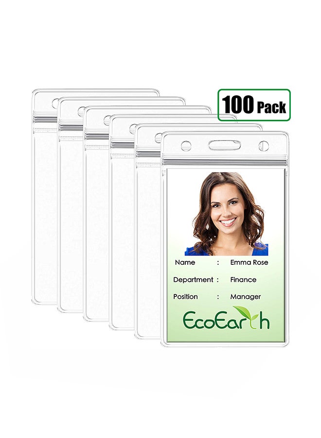 EcoEarth - 100-Piece Vertical Badge Holder Clear - Image 1