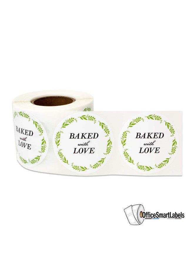 OfficeSmartLabels 300-Piece Baked With Love Stickers For Handcrafted Bakeries Green/White  - Image 2