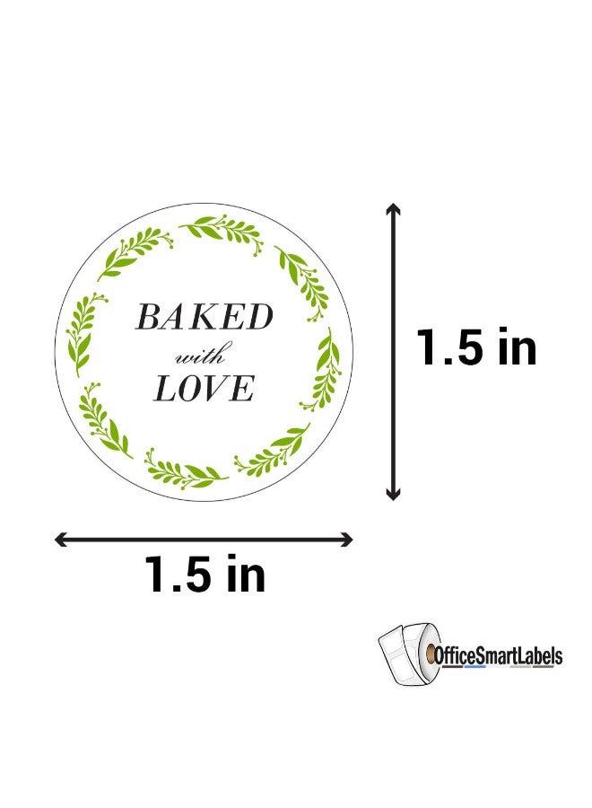 OfficeSmartLabels 300-Piece Baked With Love Stickers For Handcrafted Bakeries Green/White  - Image 3