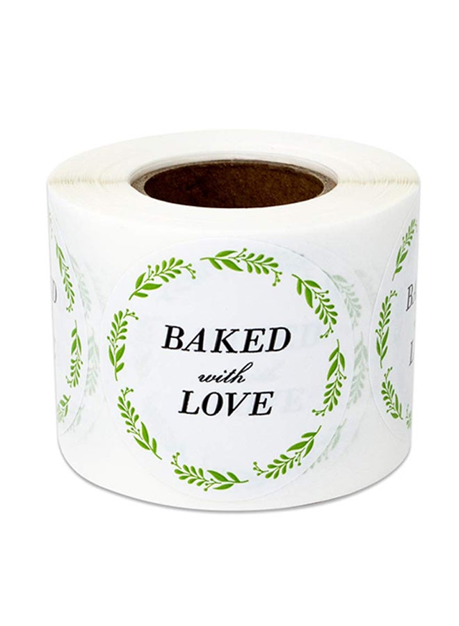 OfficeSmartLabels 300-Piece Baked With Love Stickers For Handcrafted Bakeries Green/White  - Image 1