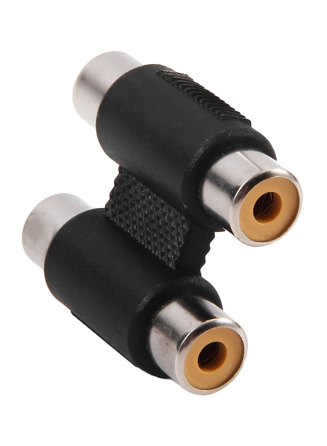 2RCA Female To 2RCA Female Audio Connector Adapter AV Audio Video Plug Black