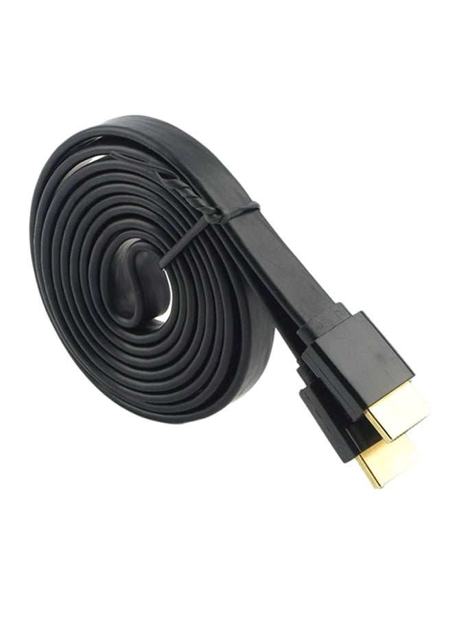 كابل HDMI ممتاز عالي السرعة مسطح لمخارج HDMI 3D وDVD وHDTV مقاسات 1.5م و3م و5م أسود