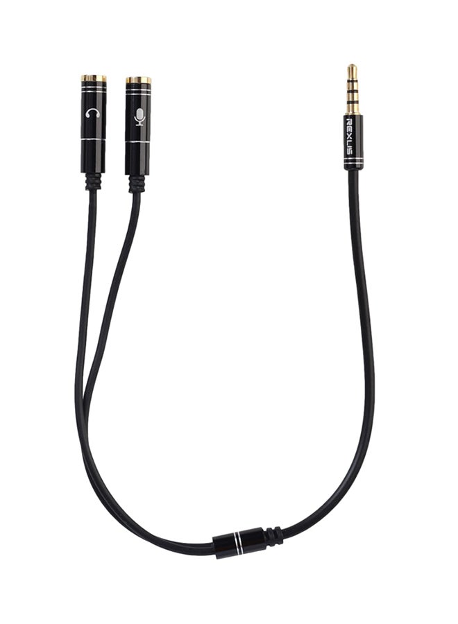 MIC Headphone Mic Audio Splitter Gold-Plated Aux Extension Adapter Cable Cord Black 