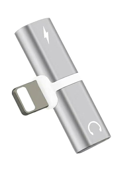 Adapter Wire Control Dual Lightning Converter USB Charger Silver