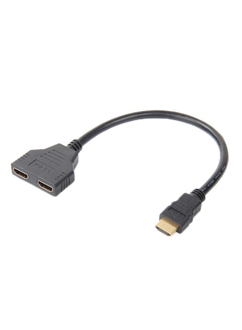 1 In 2 Out Hdmi Converter Connect Cable Cord 2 Dual Port Y Splitter 1080p Black