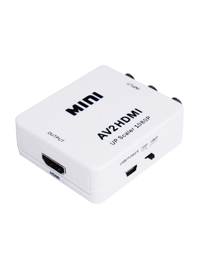 كابل محول فيديو من نوع av إلى HDMI بوضوح 1080 بيكسل عالي الدقة  Upscaler أبيض
